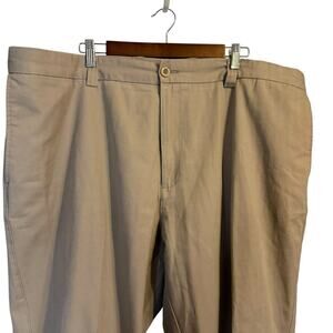 Harbor Bay DXL Men's Pant's 46x30 Classic Fit Flat Front Tan Chinos